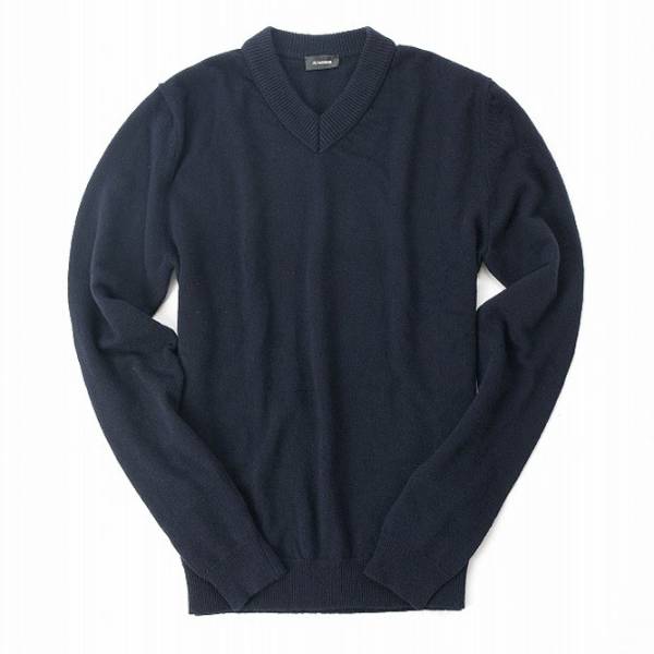 225729 JIL SANDER カシミア混 Vネック ニットセーター 3XL 紺