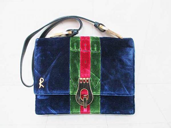 ロベルタディカメリーノ ベロア肩掛けショルダーバッグ●▲