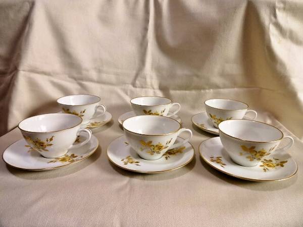 大倉陶園・黄色の薔薇紋　カップ＆ソーサー　6客