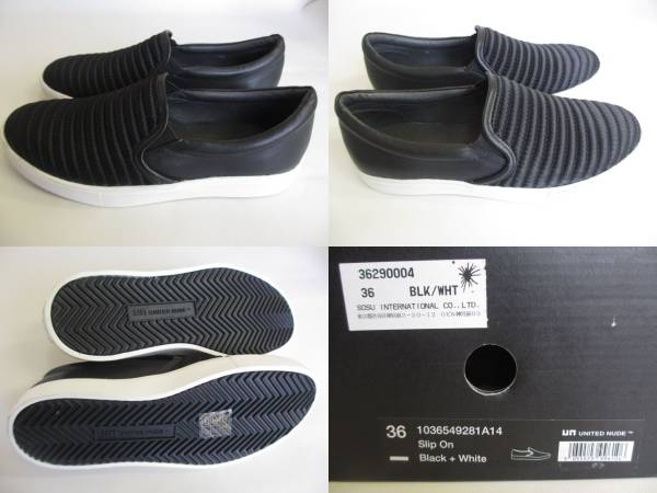 2826◆UNITED NUDE ユナイテッドヌード スリッポン 黒白36新古品