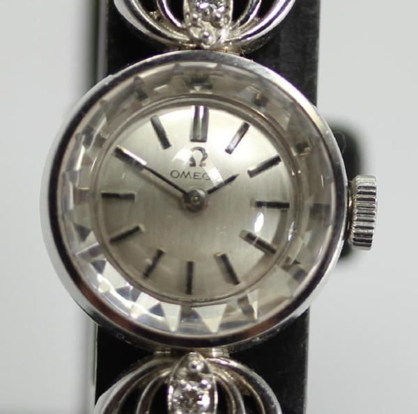 *訳あり オメガ カットガラス ダイヤ 手巻き Cal.484 レディース