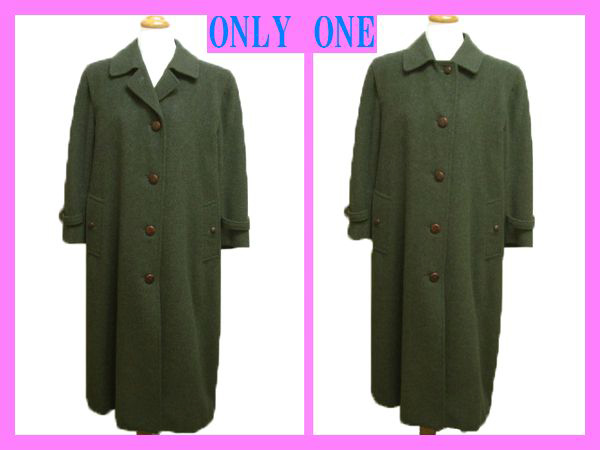 本物 バーバリー グリーン系 ウール レディース コート 11 L 40