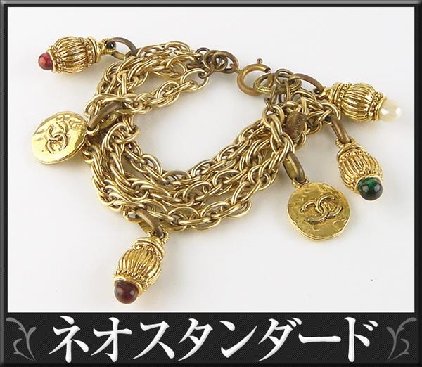 30%OFF シャネル 3連 チェーンブレスレット GP ストーン