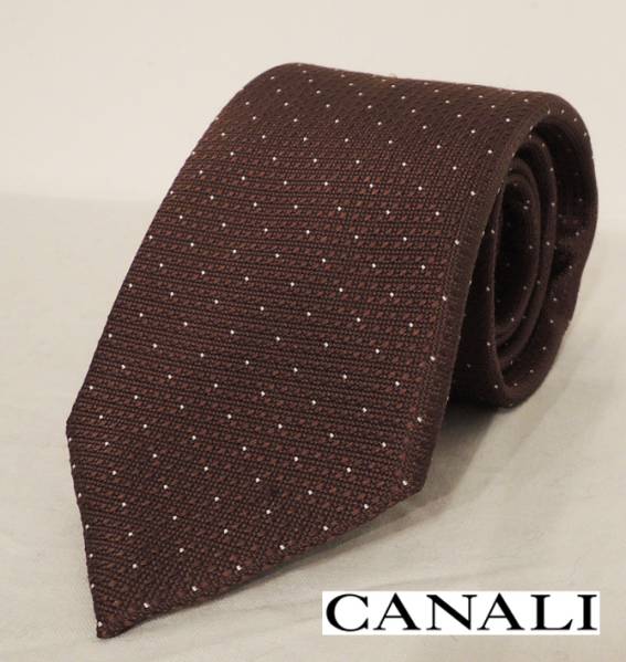 新品18500円CANNALIカナーリ*最高級伊製シルク100%ネクタイ/茶