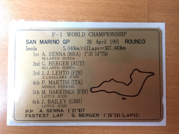 1991 F-1 全16戦リザルトテレカ