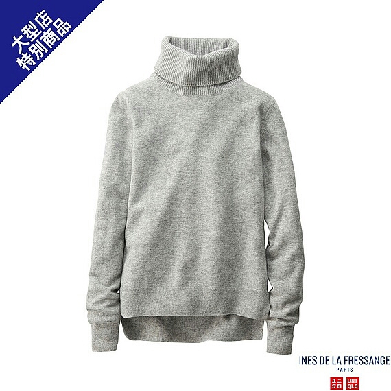 ユニクロ イネス カシミヤタートルネックセーターS グレーニット