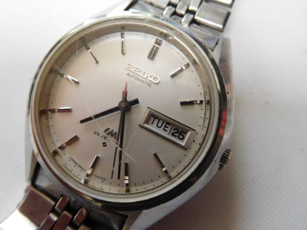 1円～used セイコー 自動巻 風防割れあり 動作確認済(エ-山65)