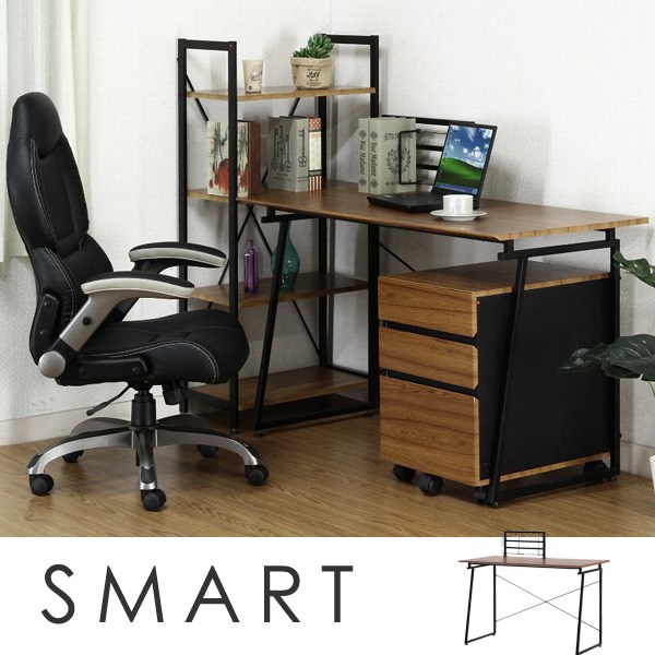 【送料無料】パソコンデスク本立付*書斎事務学習机*120*茶*94897