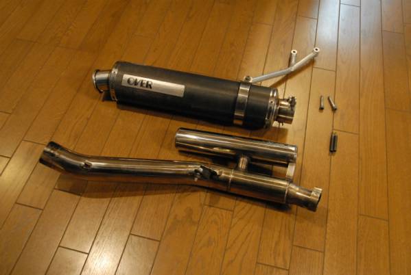 SRX400/600セル付用オーバー製カーボン/ステンマフラー