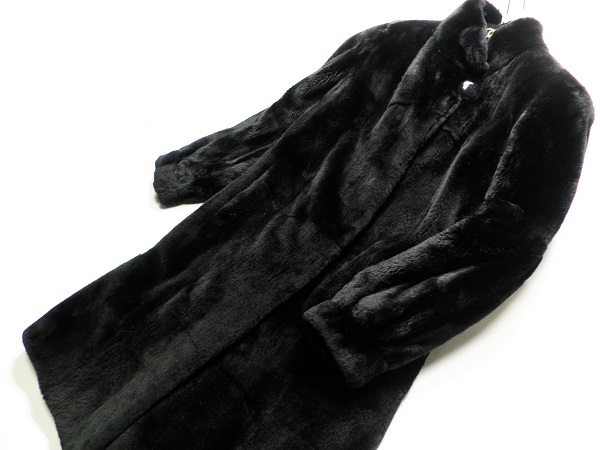 ◇最高級 毛皮 上質 シェアードミンク ロングコート 黒◇
