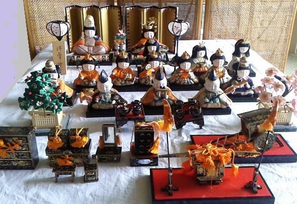 清峯作 木目込み雛人形 15人揃 お道具有 お雛様 雛飾り 季節・年中行事