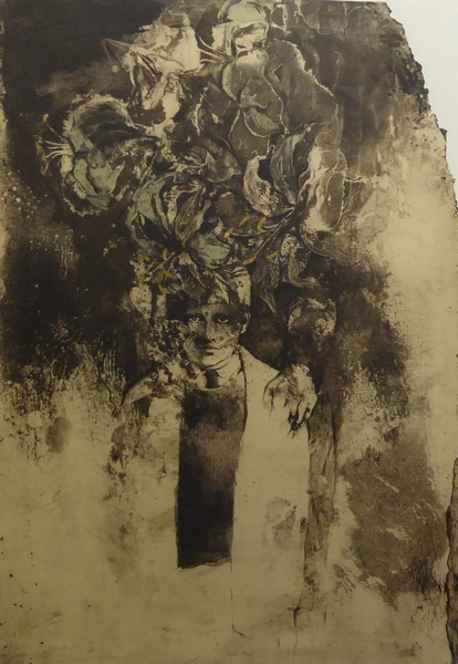 藤浪理恵子　銅版画　花粉 ☆リトグラフ☆ 藤浪理恵子 『花粉』 直筆サイン 【人物画】 藤浪