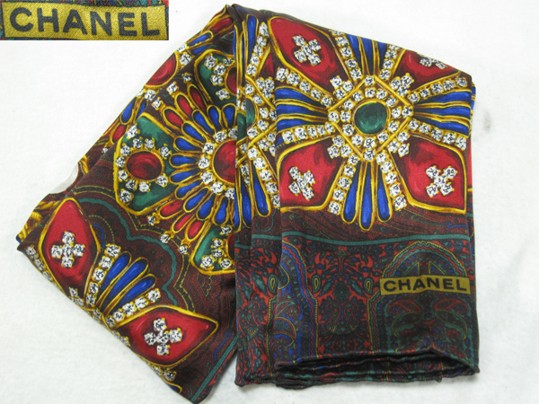 2371 シャネル ペイズリー 宝石 ジュエリー柄 スカーフ 87×87cm