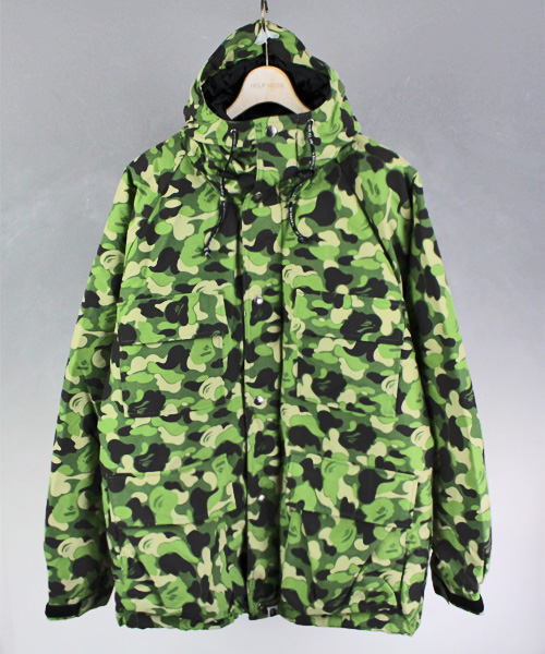BAPE エイプ 迷彩ダウンジャケット L カモフラ 緑 グリーン 重要事項