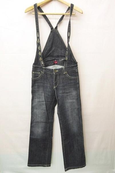 AVIREX ブラック デニム オーバーオール オールインワン M