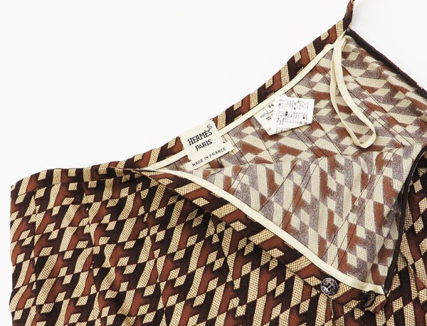 ◇【HERMES エルメス】H柄 シルク スカート 34 HERMES エルメス ウール