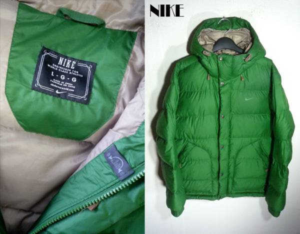 NIKEナイキ800フィル フード付きダウンジャケットL緑/543704-374