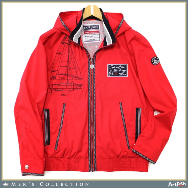 CAPRI【伊】15SS赤レッド ヨット刺繍フードブルゾンg295*s48新品