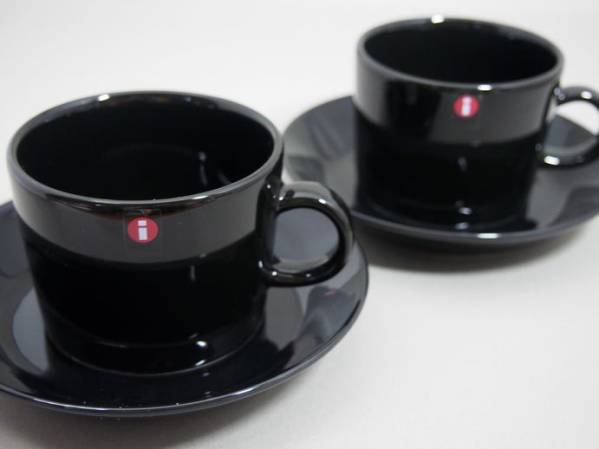 iittalaイッタラ*TEEMAティーマ カップ&ソーサーブラック2客ペア