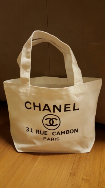 CHANEL シャネル ノベルティ トートバッグ キャンバス ホワイト □ 白 