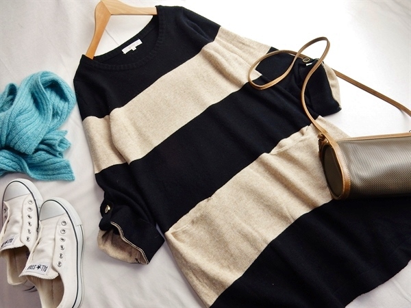 グローブ grove 可愛い太ボーダーアンゴラ混ニットワンピ♪