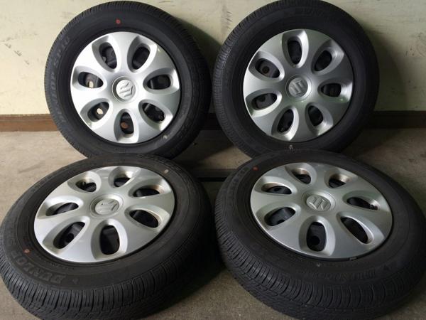 ☆送料無料！145/80R13夏タイヤ/スズキ純正鉄ホイール付き4本☆