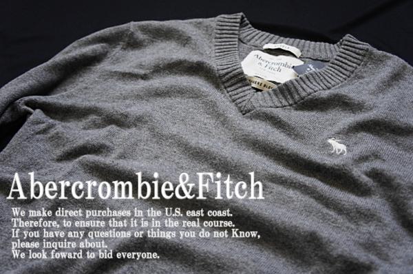 アバクロ【本物】高級カシミア混Vネックニット/セーター■灰M