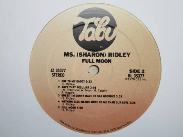 レコード Ms. Sharon Ridley Full Moon オリジナル盤