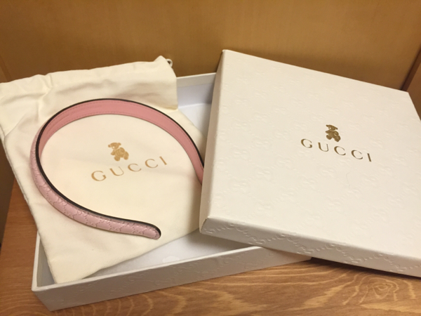 箱&布袋付 GUCCI/グッチ キッズ カチューシャ グッチシマ ピンク