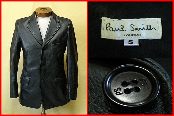 ★上質牛革！ポールスミス★3釦レザーテーラードジャケット S★