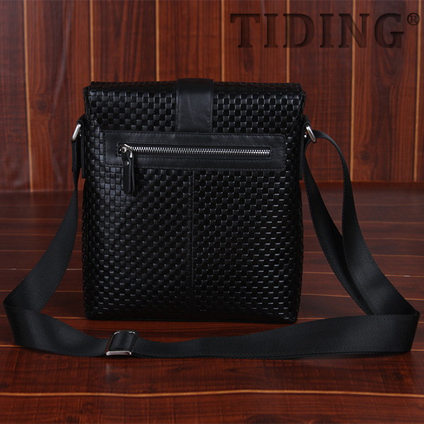 TIDING メッシュ柄 本革 レザー メンズ ショルダーバッグ ipad鞄 新品 