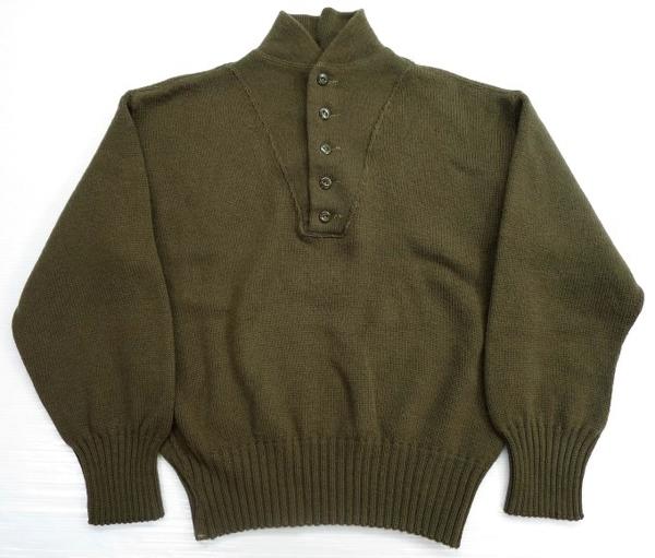 50's US ARMY ヘンリーネックセーター S～M/ビンテージ 米軍 5 Button