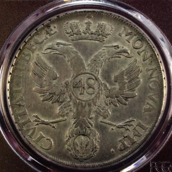 ドイツ リューベック 1752年48シリングターラー大型銀貨PCGS XF 1871年