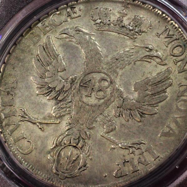 ドイツ リューベック 1752年48シリングターラー大型銀貨PCGS XF 1871年