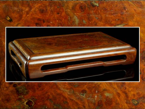 ◆廻◆ 古美術品 花梨製 玉杢 花台 32cm 煎茶台 煎茶道具 [B30]T