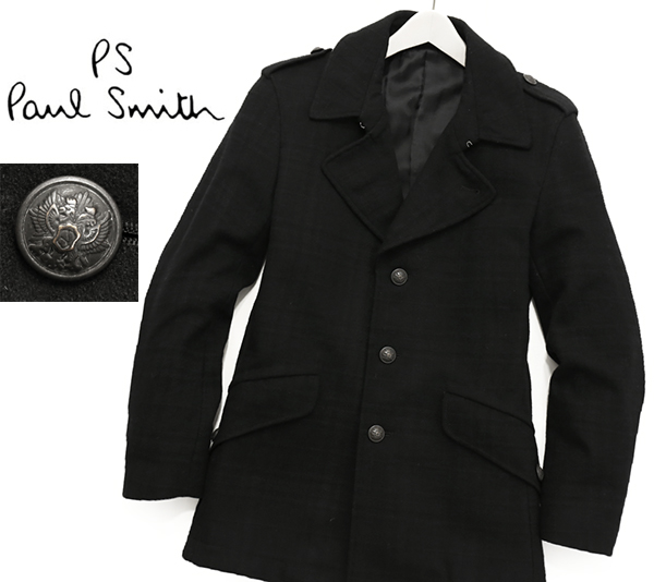 ポールスミス Paul Smith メルトンウール ミリタリーコート/黒