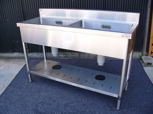 未使用B品マルゼン業務用2槽シンクBS2-124流し台W1200×D450店舗