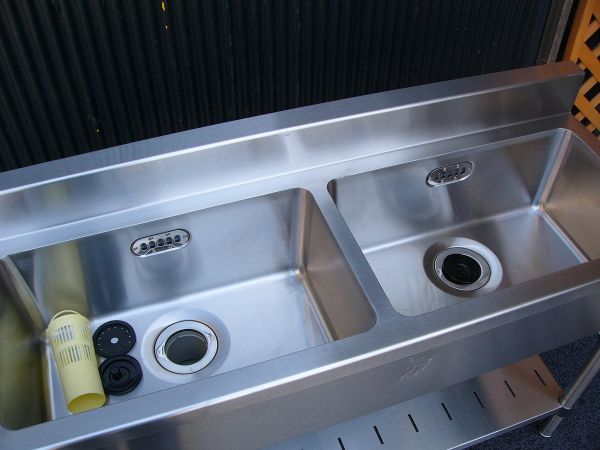 未使用B品マルゼン業務用2槽シンクBS2-124流し台W1200×D450店舗