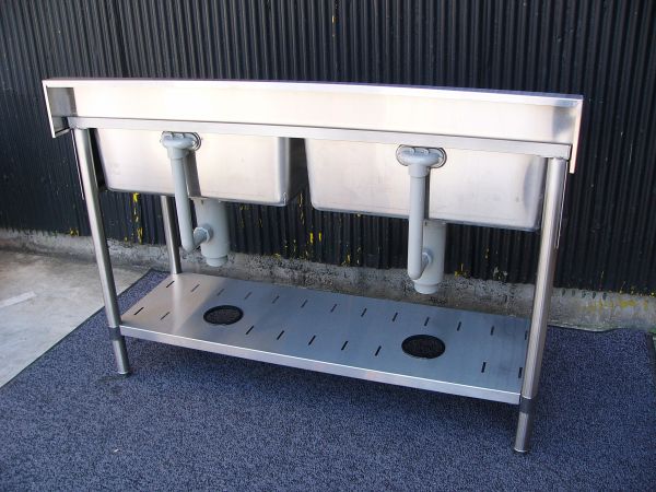 未使用B品マルゼン業務用2槽シンクBS2-124流し台W1200×D450店舗
