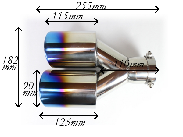 段付マフラーカッター　チタン焼き　左右ダブル出し　エアロ車