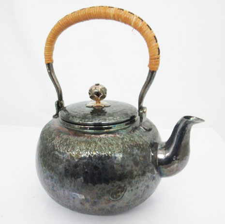 【秀峯堂造 銀瓶】いぶし銀/燻銀★急須/水注/煎茶道具★中古★