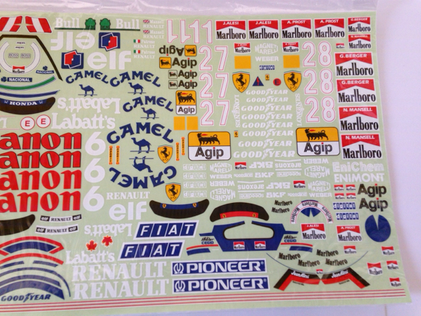 1/10 デカール '90年代 F1トップ 3シール