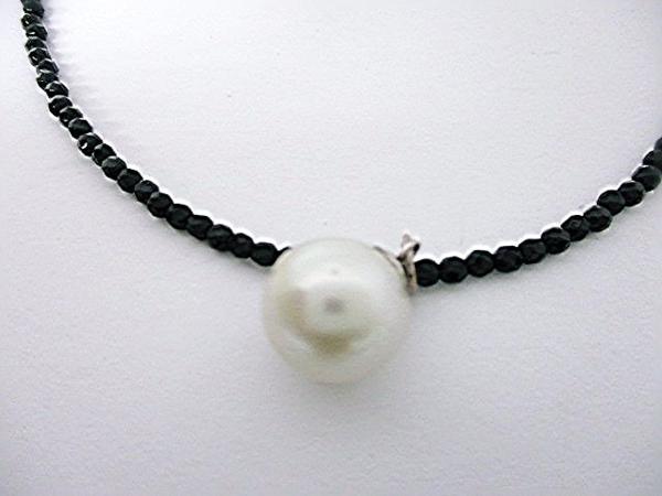 6832）ネックレス ブラックスピネル 南洋パール 13mm 新品