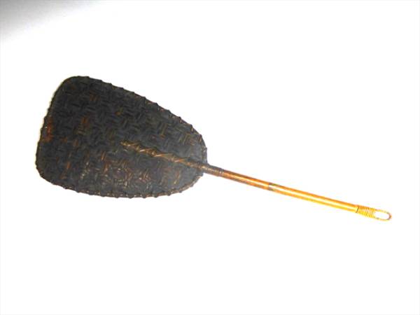 陶酔】 古い竹製煎茶用炉扇 竹工芸 竹編 炉扇 煎茶道具 時代物 炉扇