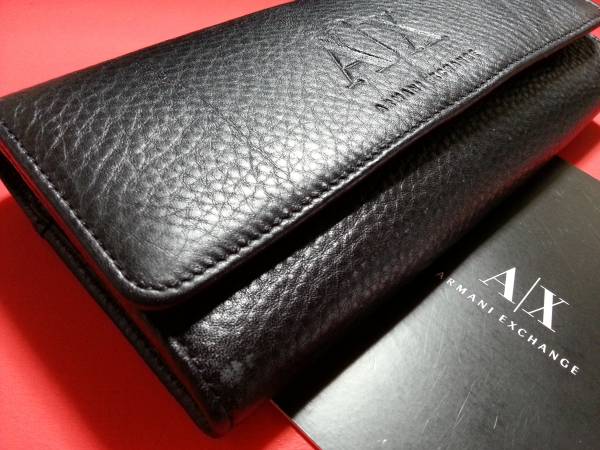 ★送無　アルマーニ　A/X　新品　レザー長財布　小銭OK 付属品付