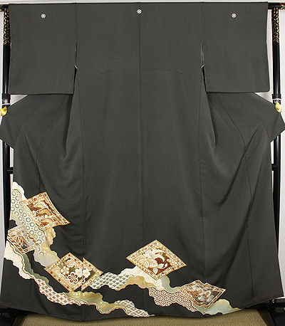 【送料無料】色留袖★正絹★松竹梅　17号　ki16946【美品】