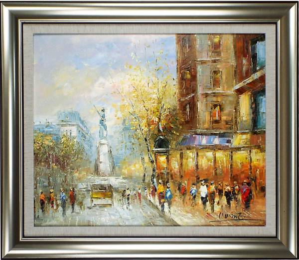 傑作！華麗！【肉筆保証】油絵 新品額付 20号『パリの町』