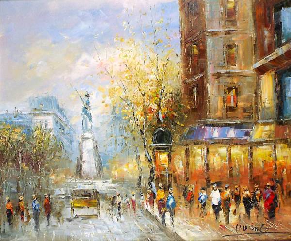 傑作！華麗！【肉筆保証】油絵 新品額付 20号『パリの町』