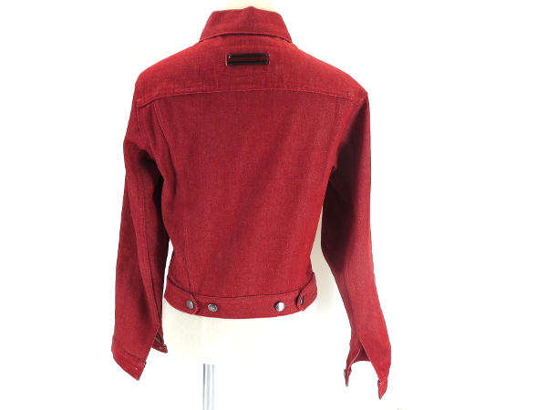 1円 超美品 グッチ デニム ジャケット Gジャン レッド 40 EV059 GUCCI 