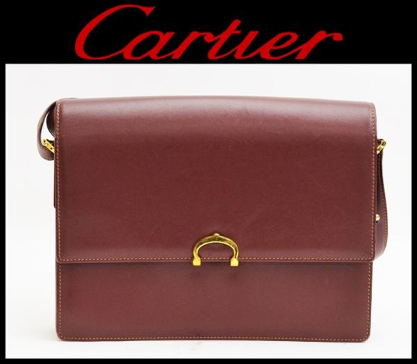 良品】Cartier カルティエ マストライン カメラバッグ レザー ボルドー